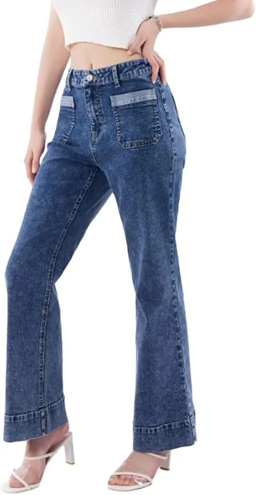 

XYGJZ женские джинсы с высокой талией и широкими штанинами