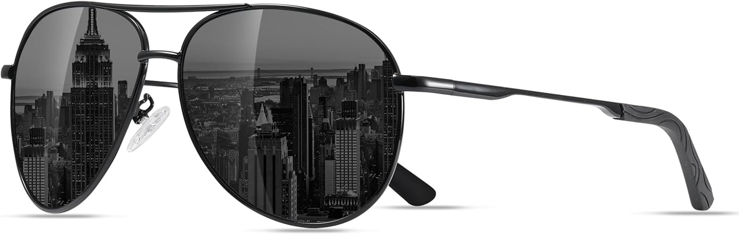 

Поляризованные солнцезащитные очки-авиаторы Eiuizah для мужчин и женщин — классические солнцезащитные очки для вождения, рыбалки и защиты от УФ-излучения, C1(1 Pack) Black Frame/Black Lenses