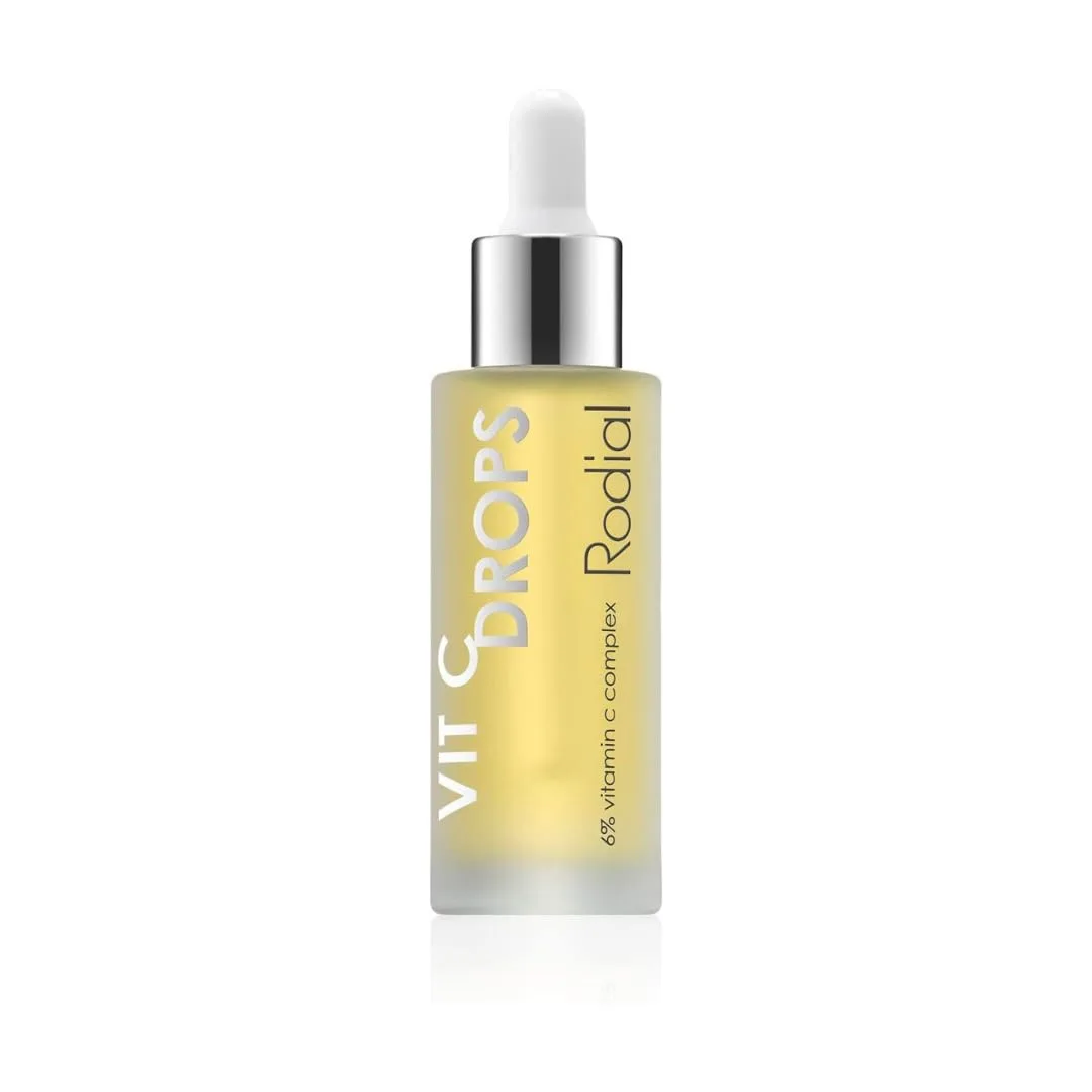 Сыворотка для лица Rodial Vit C Booster Drops, 30 мл, легкая, с витамином С, витамином В5 и маслом бабассу. Осветляющие капли для лица, придающие коже сияние и блеск.