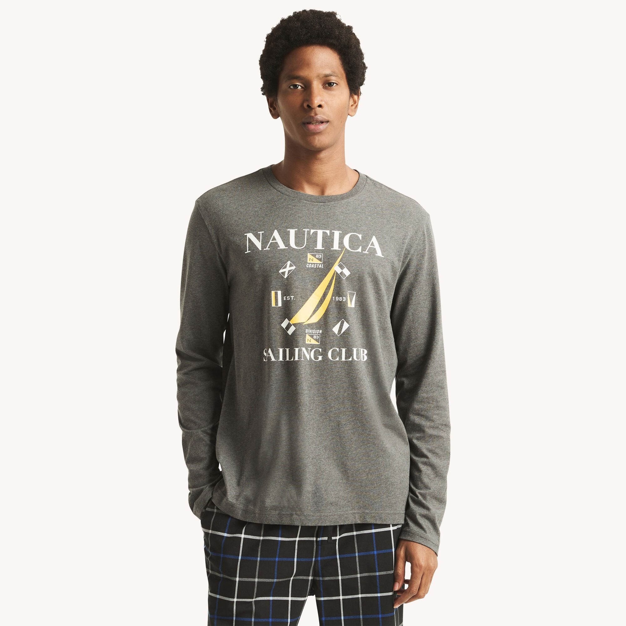 

Футболка для сна с длинными рукавами от Nautica Mens Sailing Club, цвет charcoal