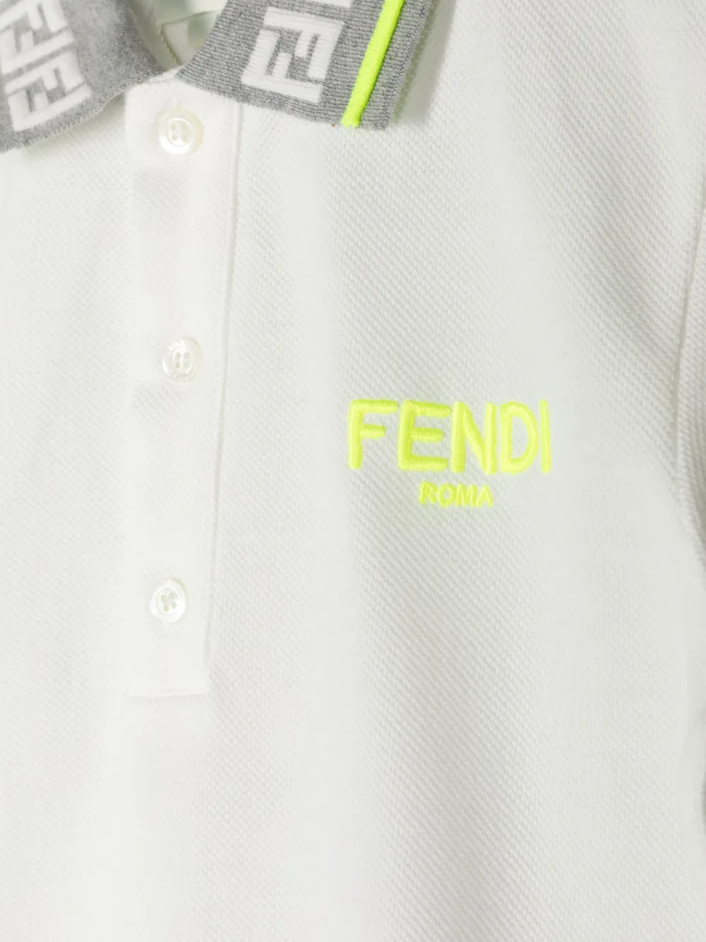 Рубашка поло с контрастным воротником FENDI KIDS, белый — фото 3