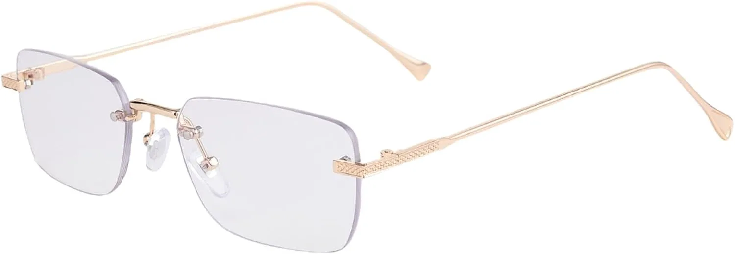 

Женские солнцезащитные очки без оправы, маленькие прямоугольные, в стиле панк, винтажные, черные с красными тонированными линзами TKKTLLT, Anti Blue Light Lens