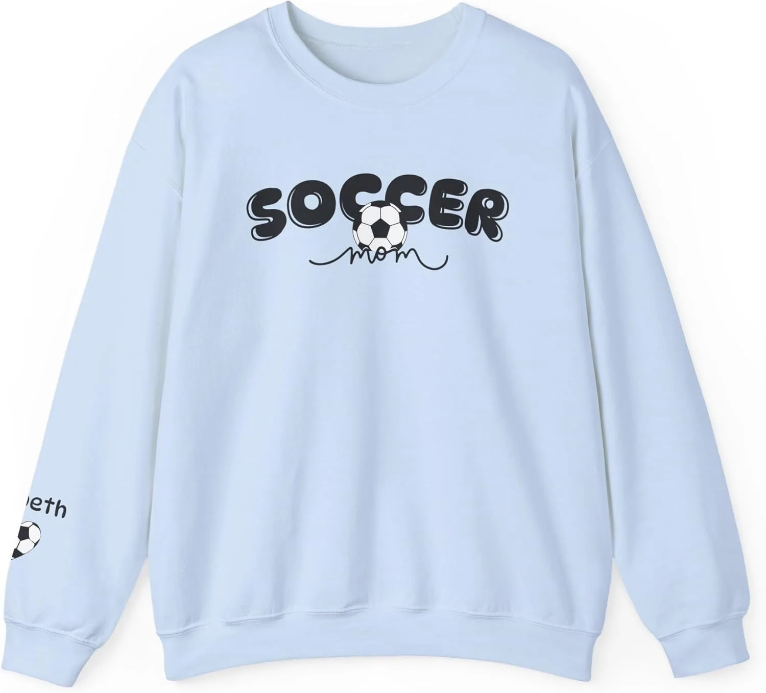 

Свитшот Soccer Mom с именем на рукаве, уютный осенний подарок для спорта