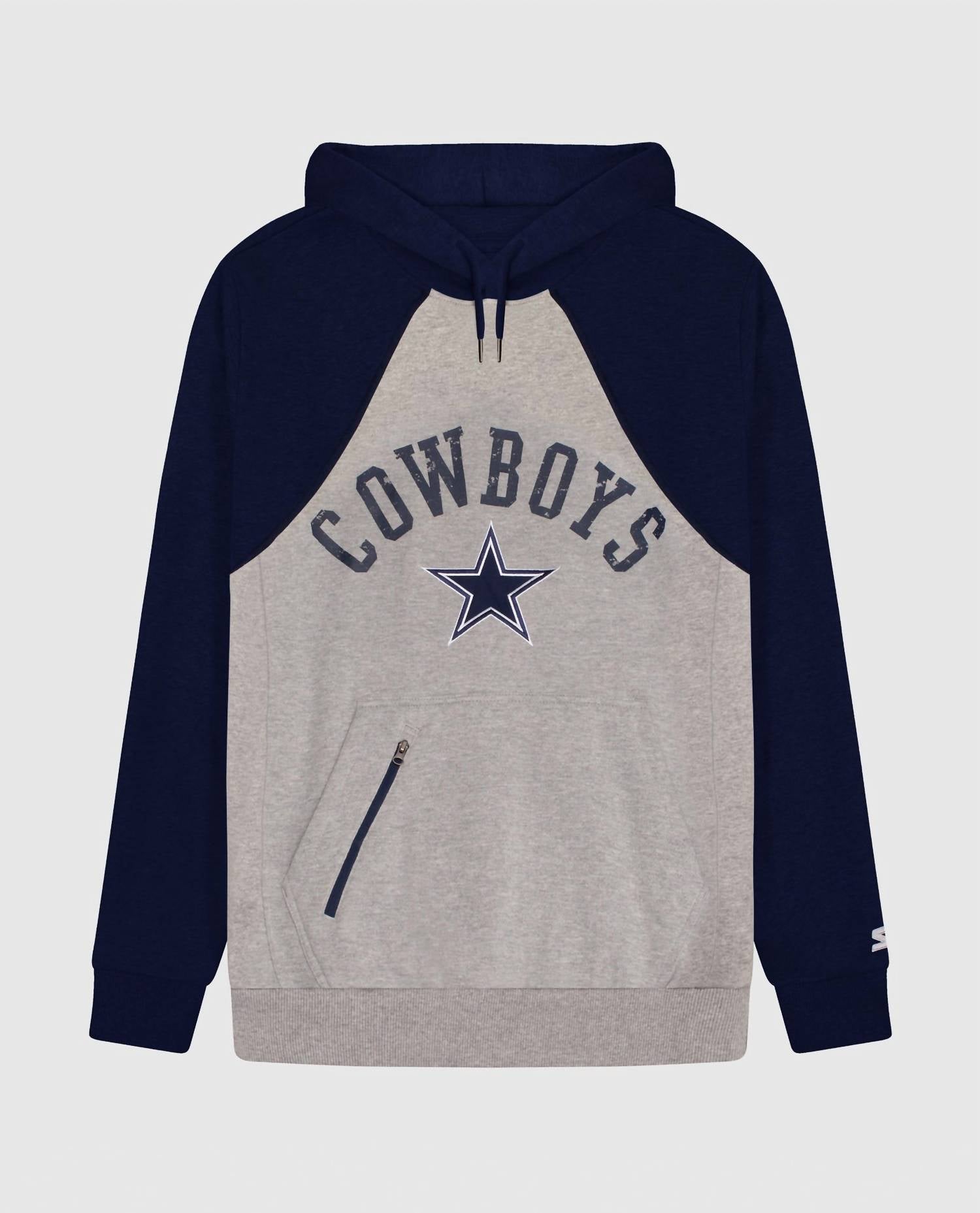 

Мужская худи Dallas Cowboys с передней молнией и карманом в сером цвете Starter, серый