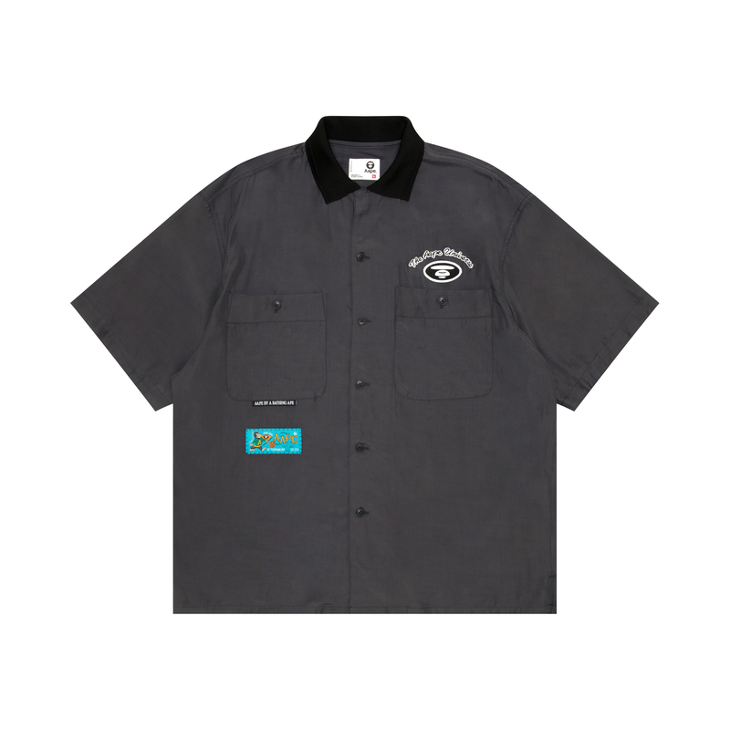 

Рубашка с коротким рукавом и аппликацией логотипа A Bathing Ape Aape, серый