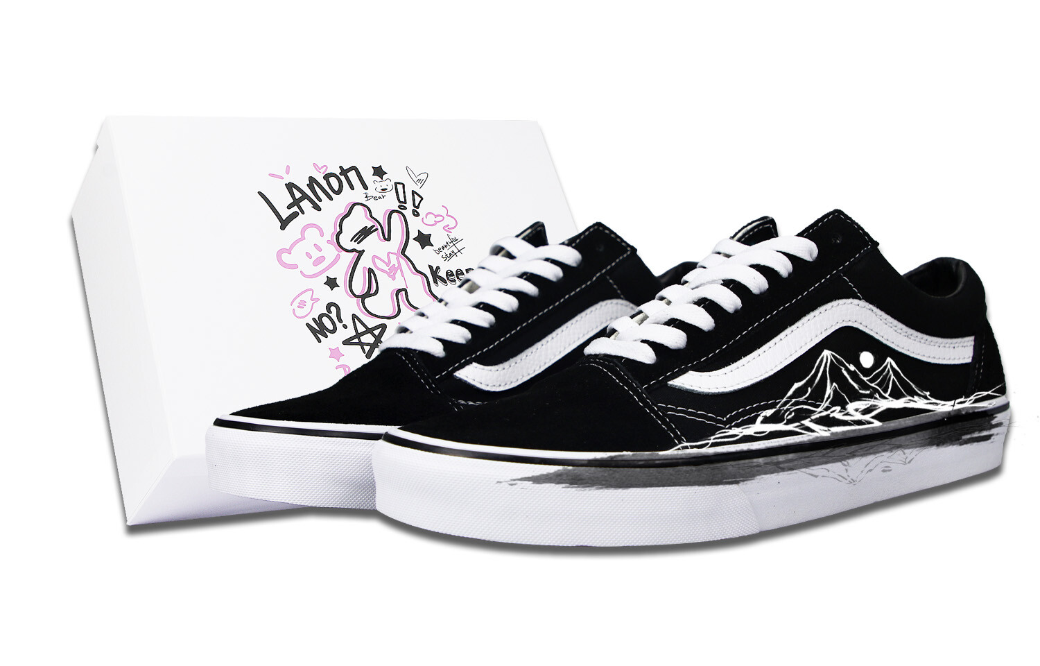 

Кроссовки Vans Skateboarding Shoes Unisex Low-top White, черный