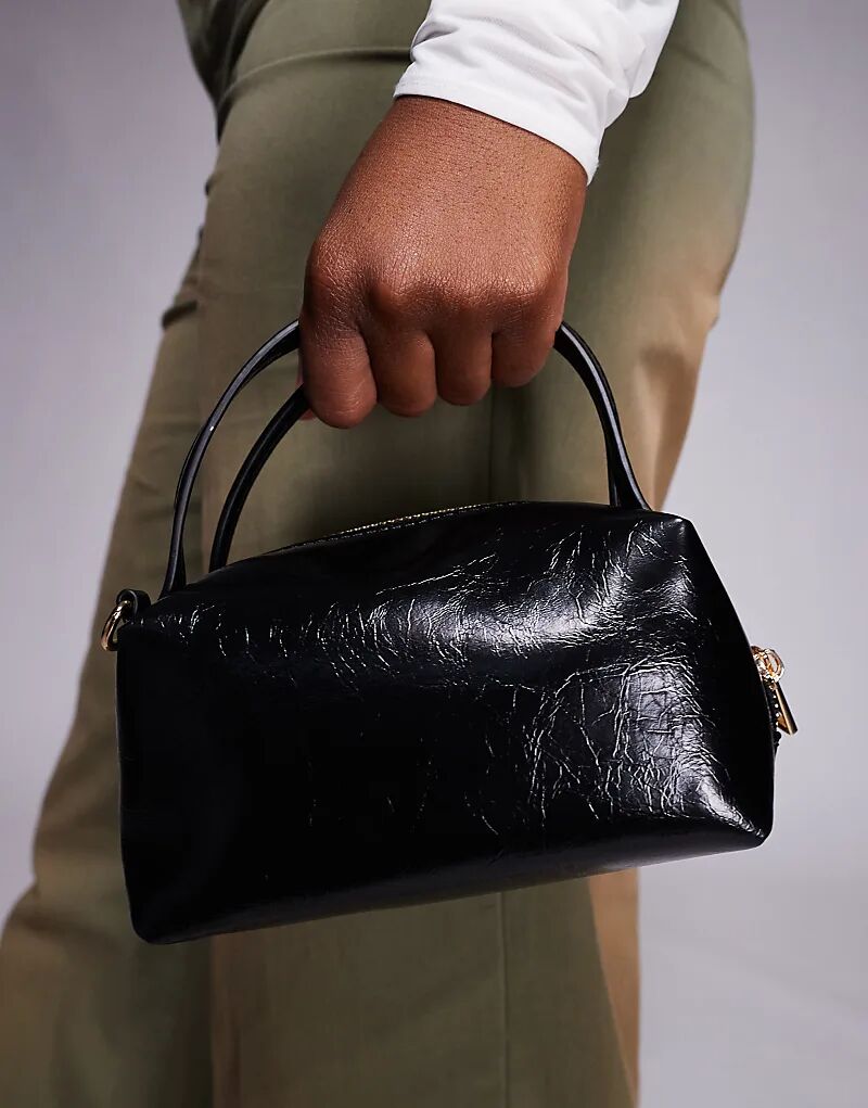 

Миниатюрный фактурный клатч ASOS DESIGN с ремешком через плечо черного цвета