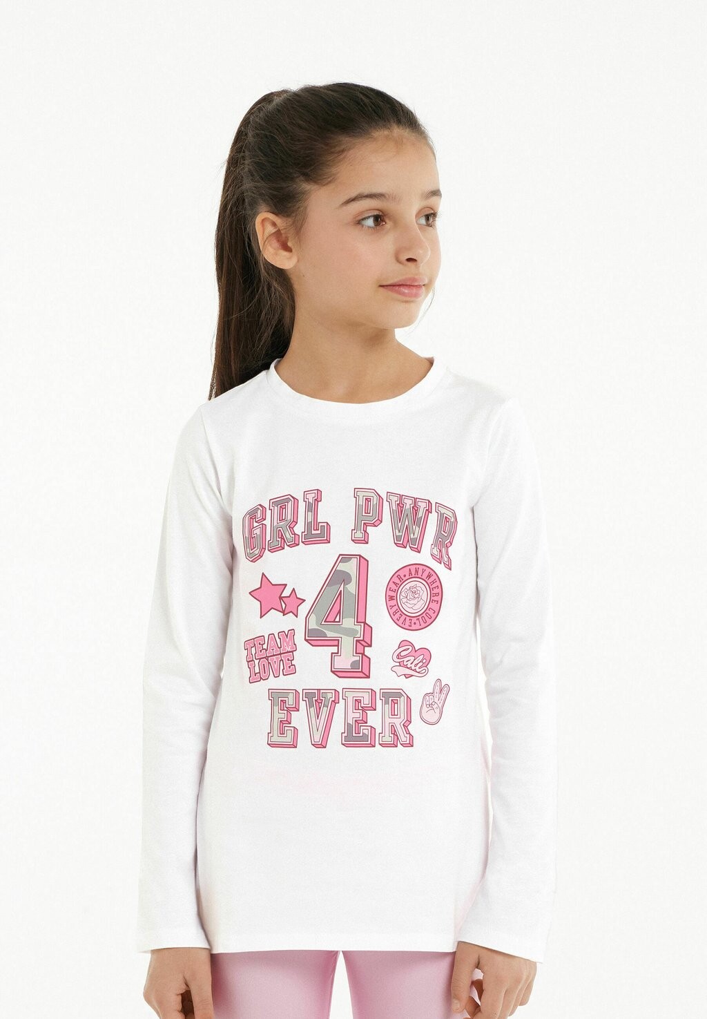 

Рубашка с длинным рукавом Tezenis, цвет bianco stampa grl pwr