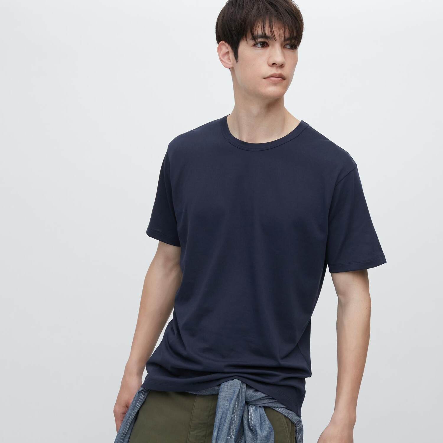 

Футболка хлопковая Uniqlo Airism с коротким рукавом, темно - синий