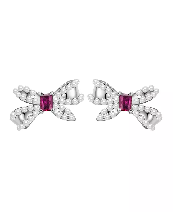 

Серьги-Гвоздики с бантиками из искусственного жемчуга и кубического циркония Macy'S, red