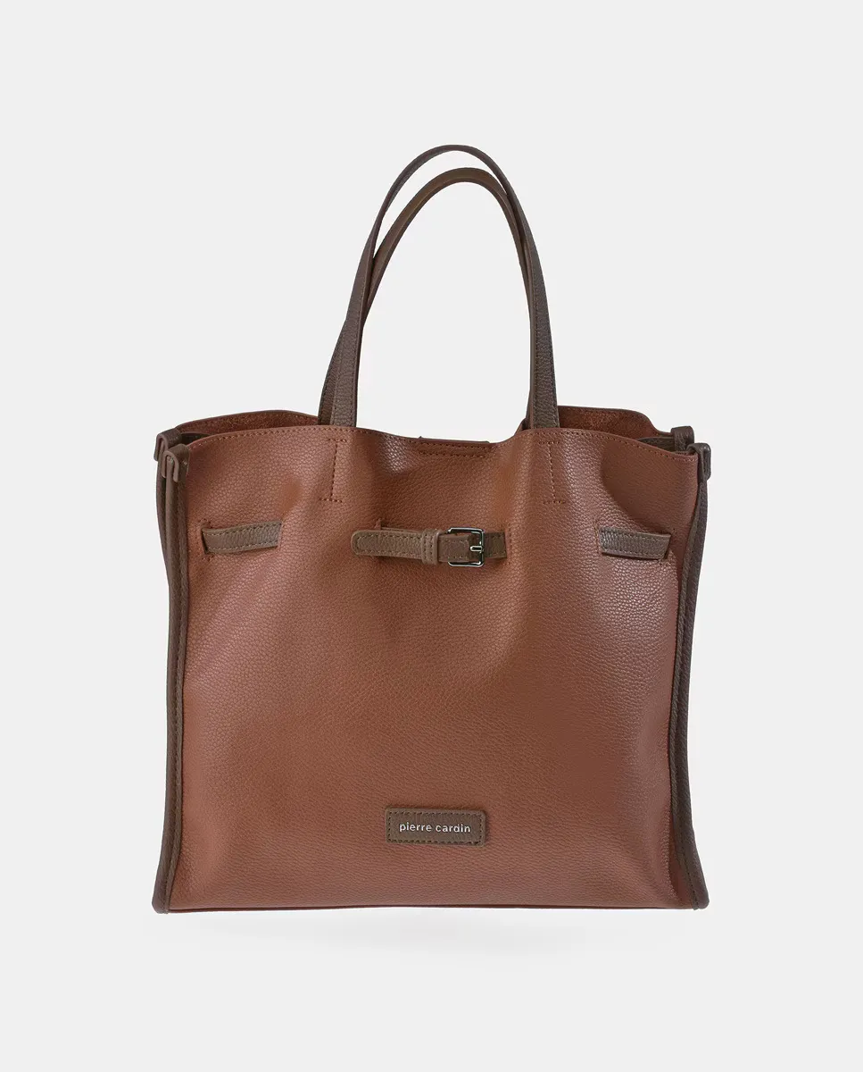 

Большая большая сумка-тоут в цвете P.U. с черным плечевым ремнем Pierre Cardin, цвет Marrón claro, Черный, Большая большая сумка-тоут в цвете P.U. с черным плечевым ремнем Pierre Cardin, цвет Marrón claro