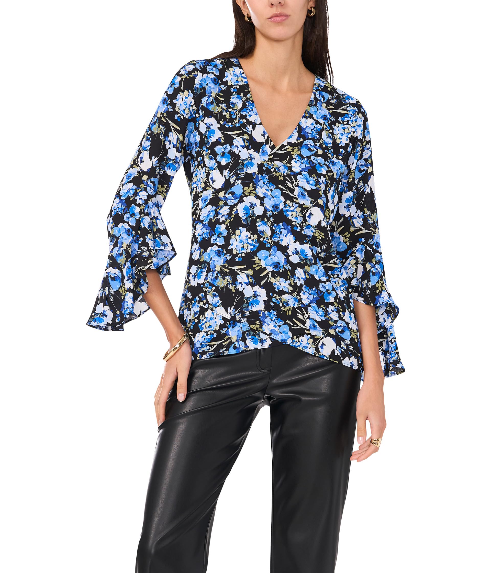 

Блуза Vince Camuto V-Neck Flutter, цвет Royal Azure