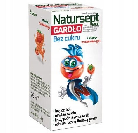 

Natursept Med, Для горла, леденцы без сахара, клубника, 6 шт. Aflofarm