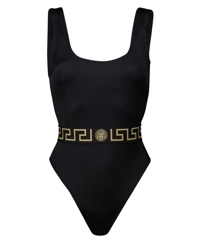 

Сплошной купальник с каймой Greca Versace, черный