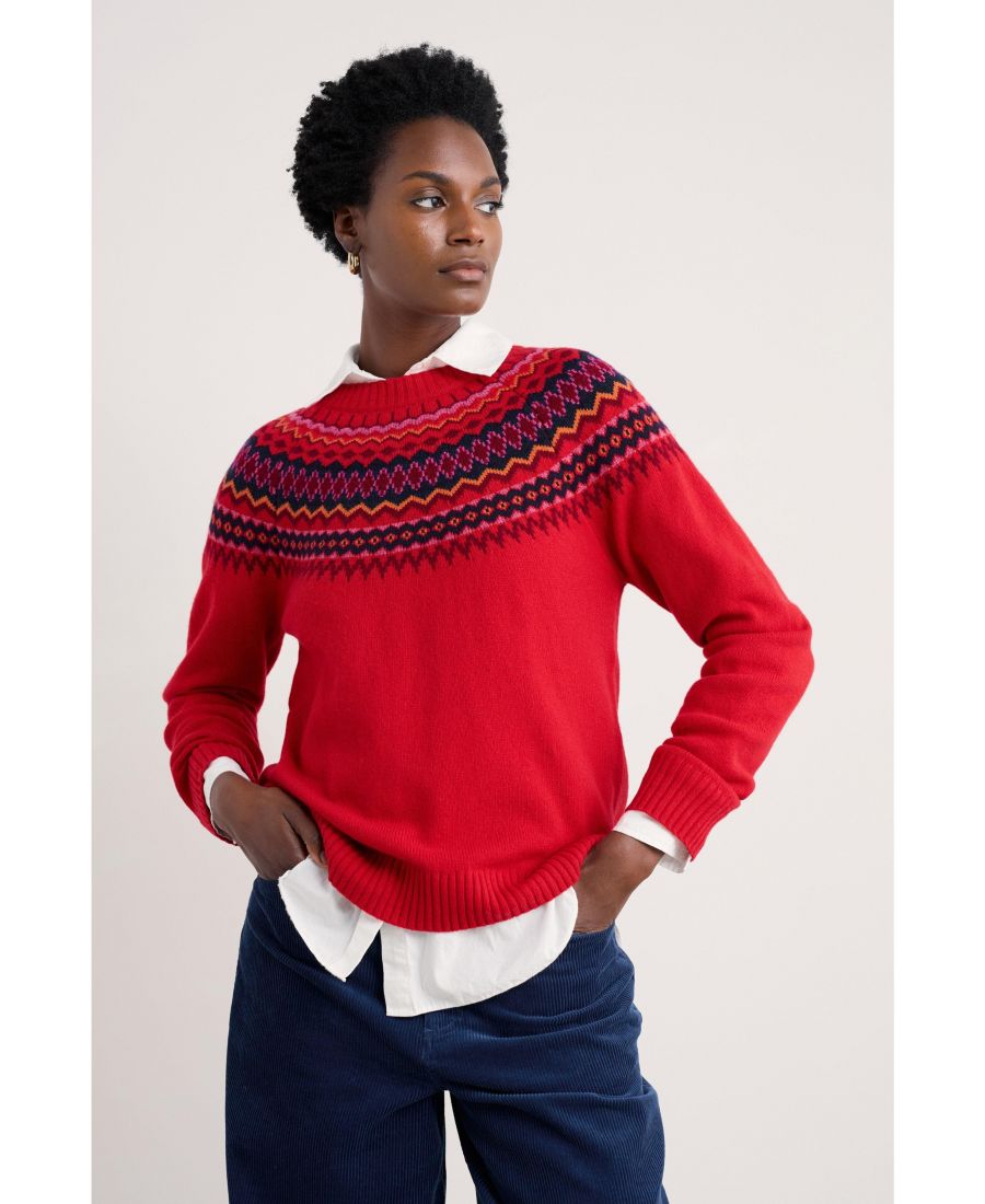 

Женский свитер с изображением головы гурнарда Seasalt Cornwall, Windward carmine multi