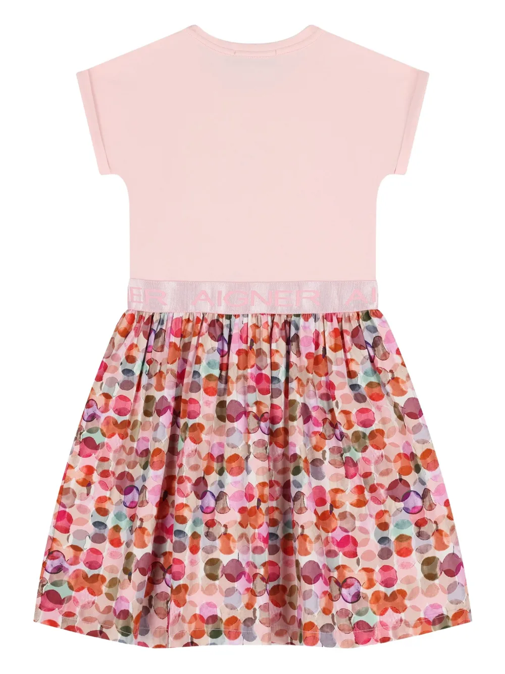 Платье с круглым принтом, украшенное бантом Aigner Kids, розовый — фото 2