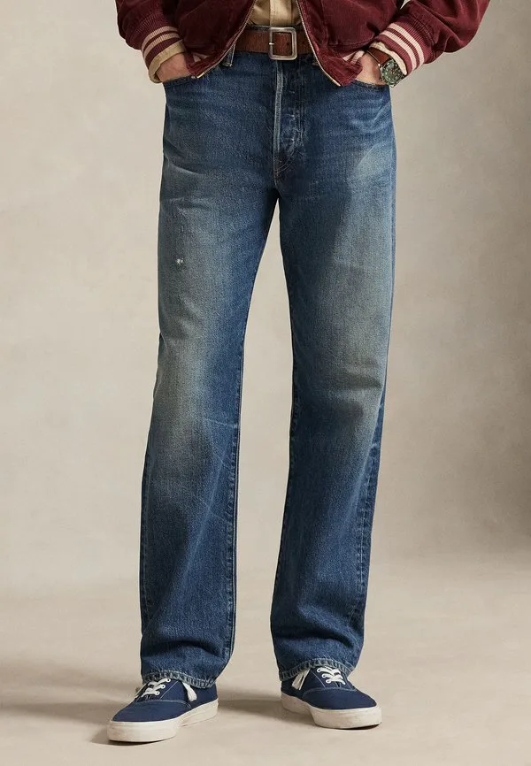 Джинсы прямого кроя heritage с потертостями, прямые штанины. Polo Ralph Lauren, Kensington Wash
