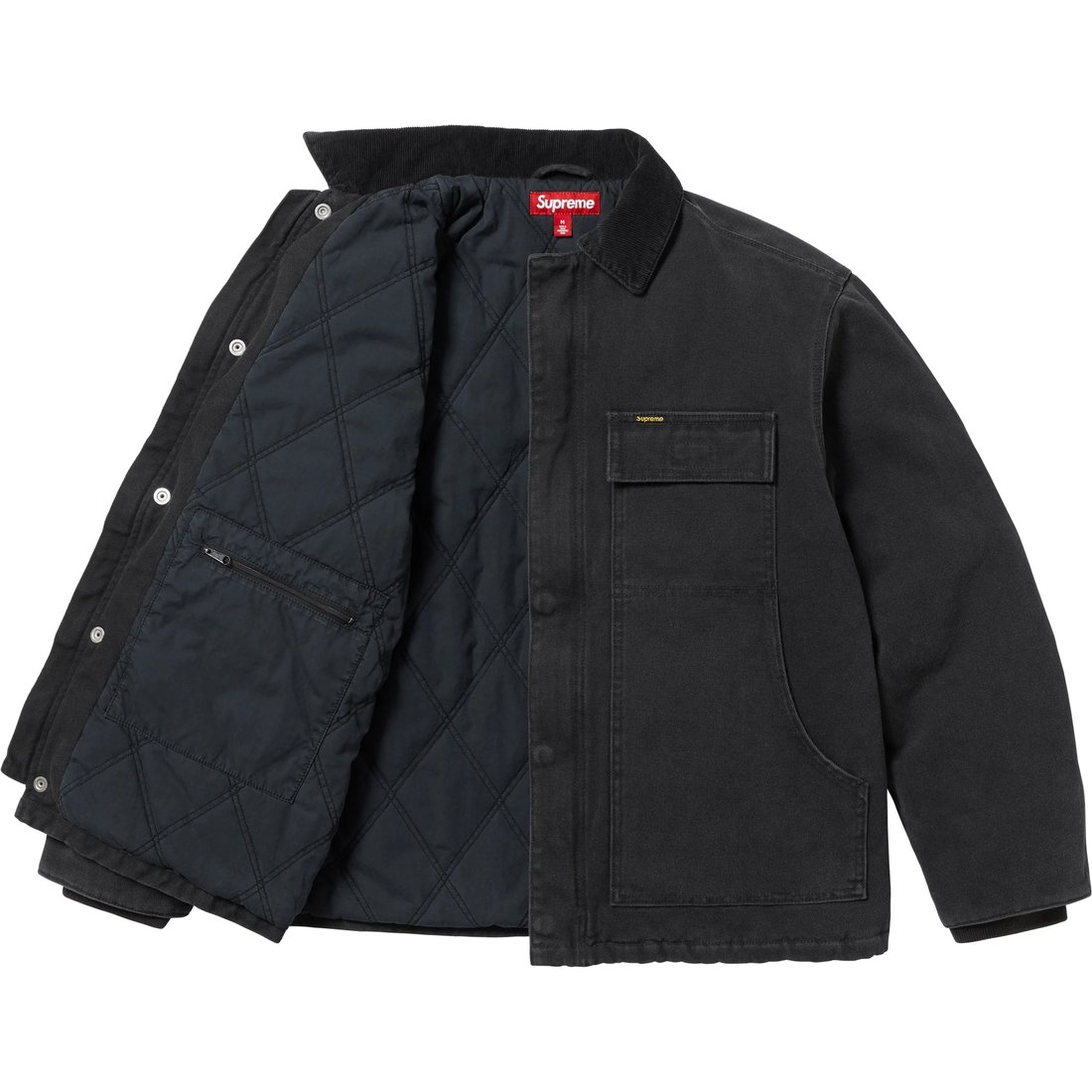 Supreme Старинная английская рабочая куртка из холста, Black — фото 4
