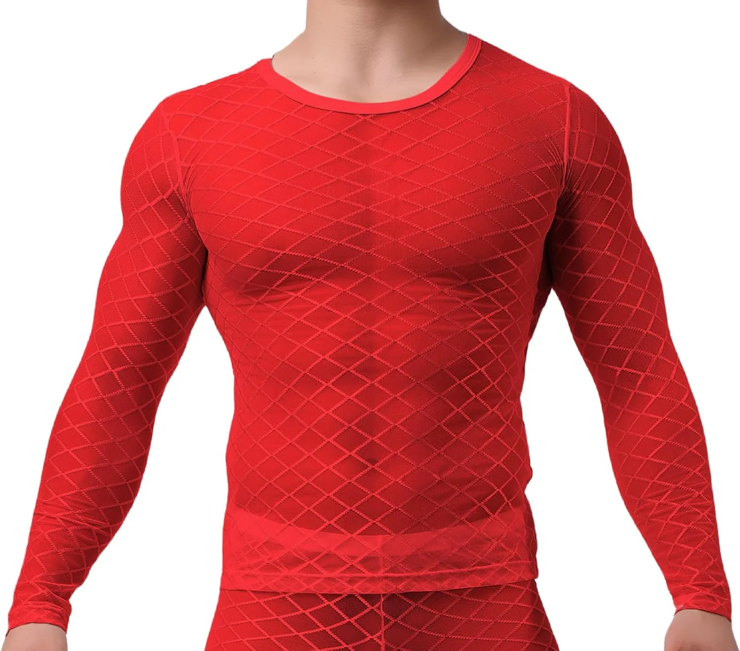 

Мужская рубашка с длинными рукавами Mesh Diamond Slim Fit M-XL Ausing