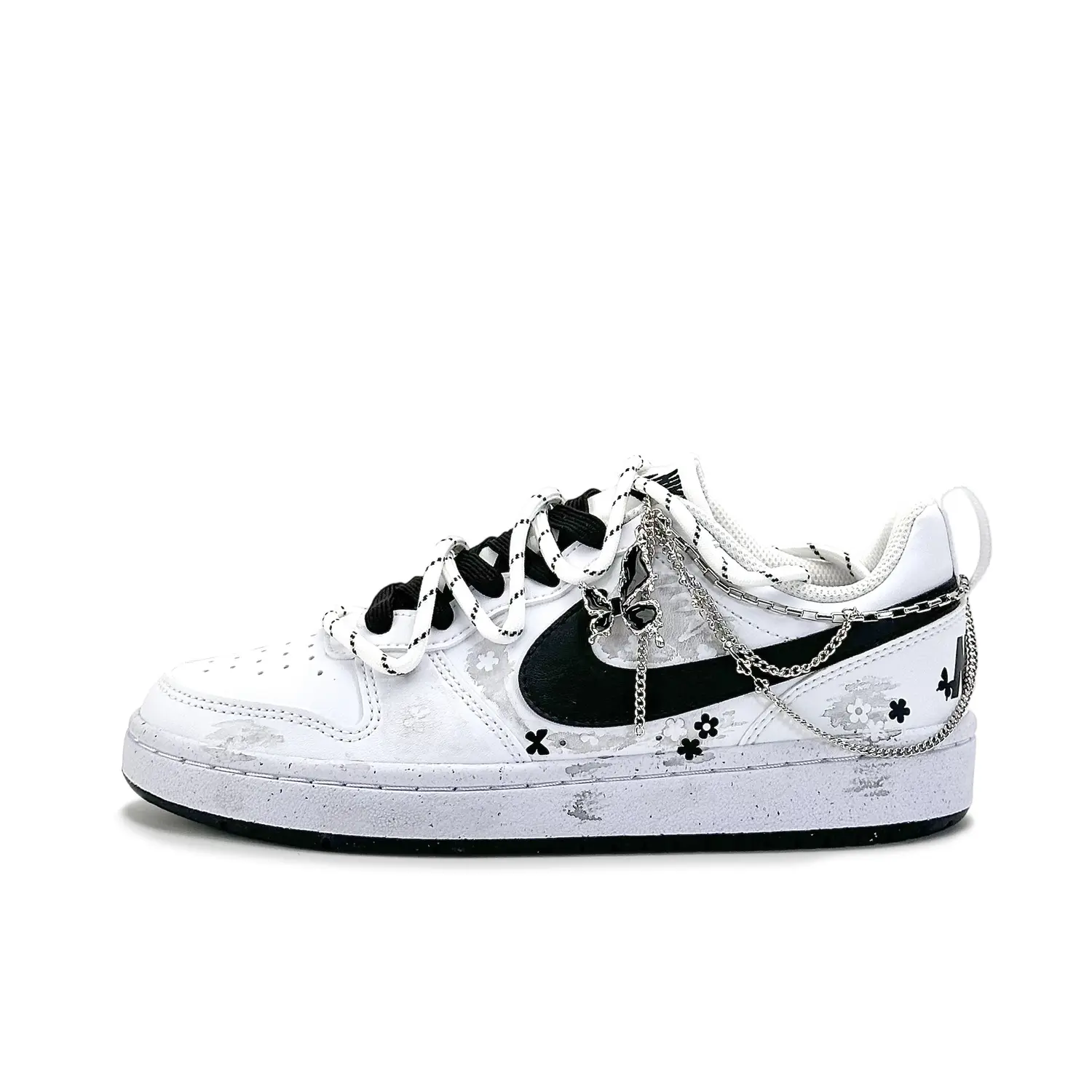 

Кроссовки Court Borough Ink Butterfly с низким дышащим верхом для детей и подростков Nike, черный/белый