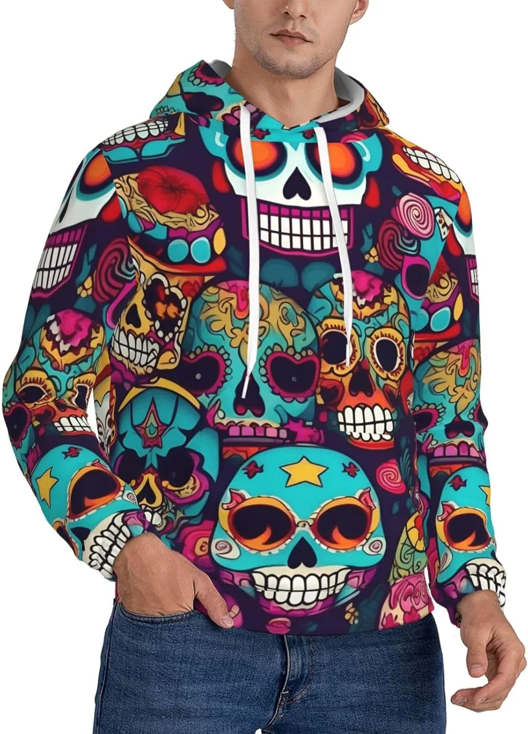 

Толстовка с капюшоном BaerK для мужчин, с принтом Sugar Skulls