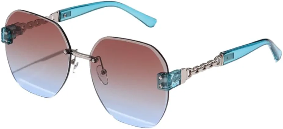 

MUTYNE Большие квадратные солнцезащитные очки без оправы для женщин, модные, в винтажном стиле, с градиентным переходом цвета, солнцезащитные очки UV400, Brown Blue