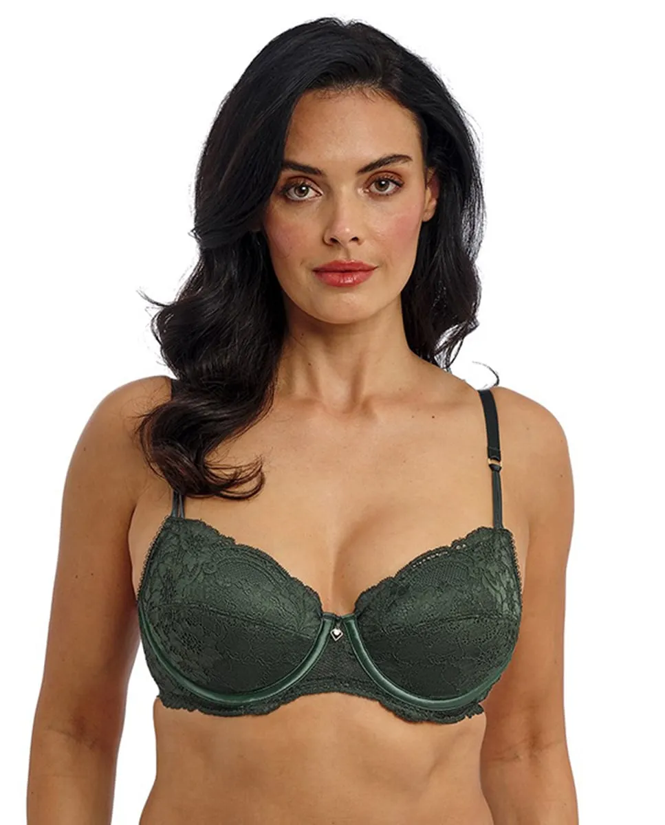 

Бюстгальтер с мягкой чашкой, балконет, кружево и атлас Wacoal, зеленый