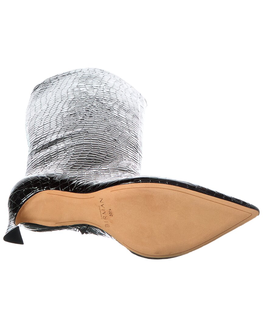 Alexandre Birman Kyra 85 из лакированной кожи с тиснением под крокодила, высокие сапоги, черный — фото 4