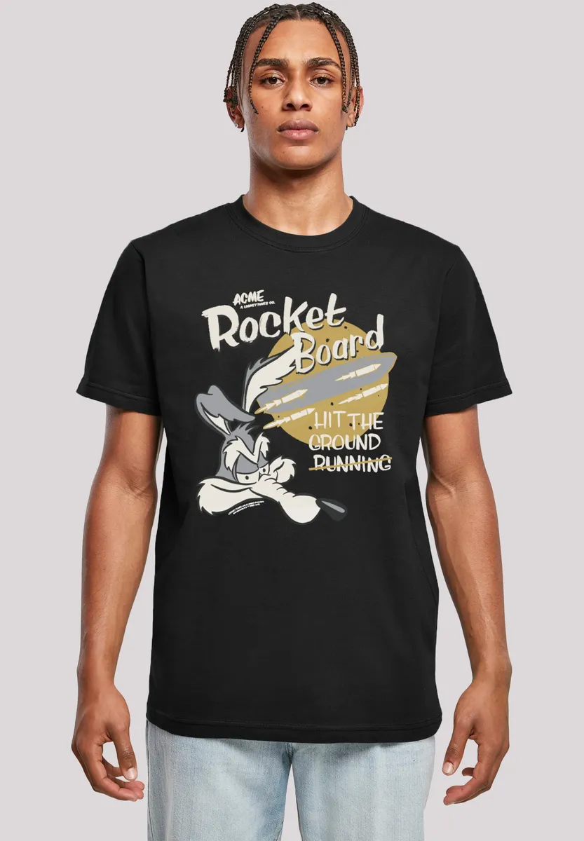 

Футболка F4NT4STIC "Looney Tunes Wile E Rocket Board Cartoon", мужская, премиум-мерч, стандартного кроя, базовая, с принтом, черный