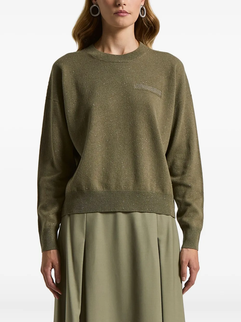 

Украшенный свитер Peserico, зеленый