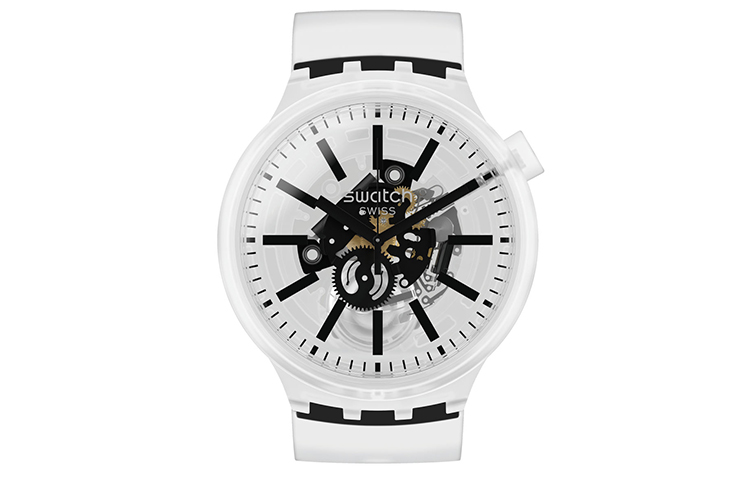 

SWATCH Часы Women's 47mm Skeleton Watch SO27E101, Black and White Watch Dial