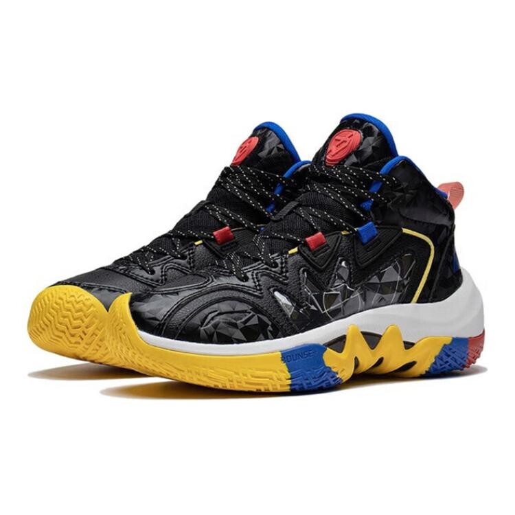 Детские баскетбольные кроссовки GS Mid-top черные/хромированные золотистые/красные Flame Red Lining Young — фото 3