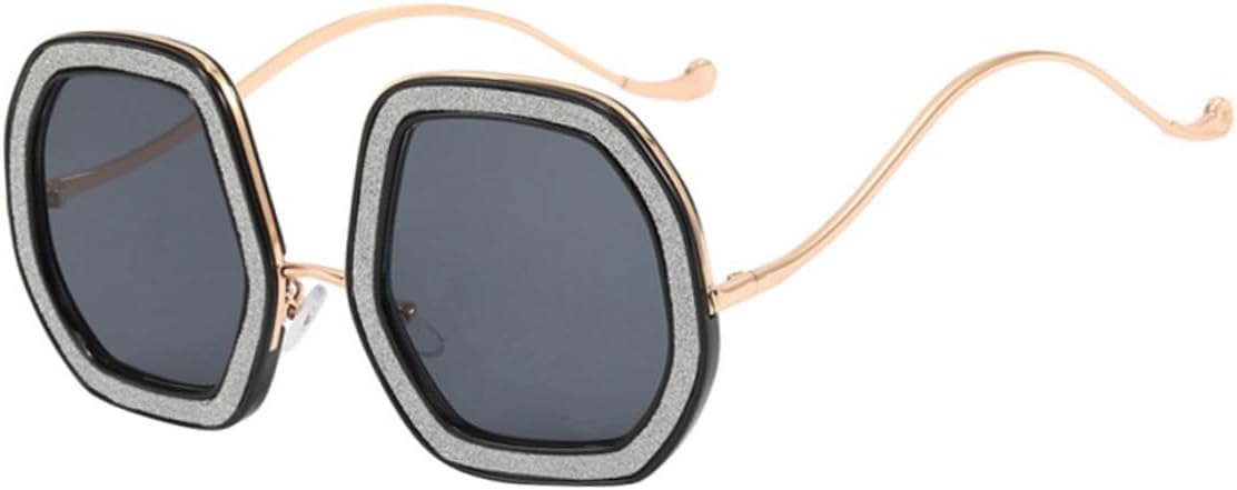 

Женские солнцезащитные очки большого размера с блестками и стразами, черная оправа, серые линзы, летние очки для отдыха на природе, пляжа, вечеринки, модные солнцезащитные очки ROMISBABA, Grey