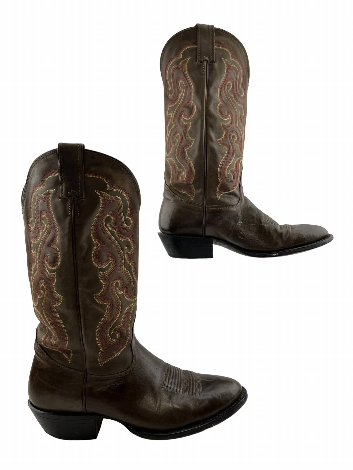 Мужские заостренные вестерн-ковбойские сапоги в коричневом цвете Nocona Boots — фото 2