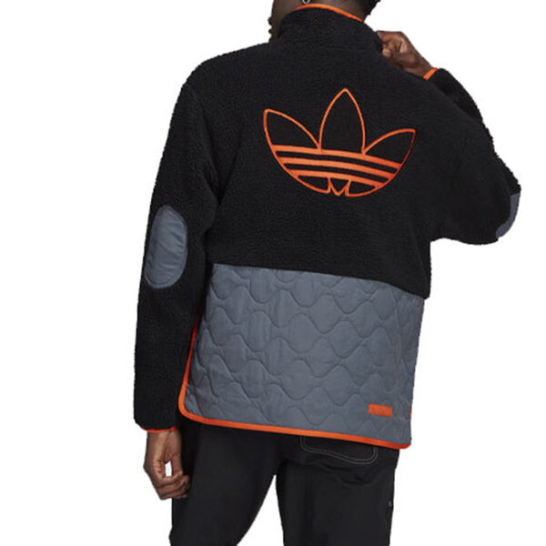 Куртка adidas originals Big Trfl Sherpa Stitching Lamb Wool Casual Sports Jacket Men's Black, черный — фото 4