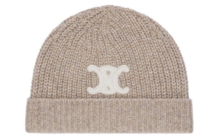 

CELINE Вышитая кашемировая шапка Триумф, Camel