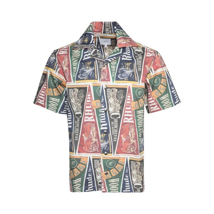 

Рубашка Rhude Collegiate Flag Snap Shirt, разноцветный