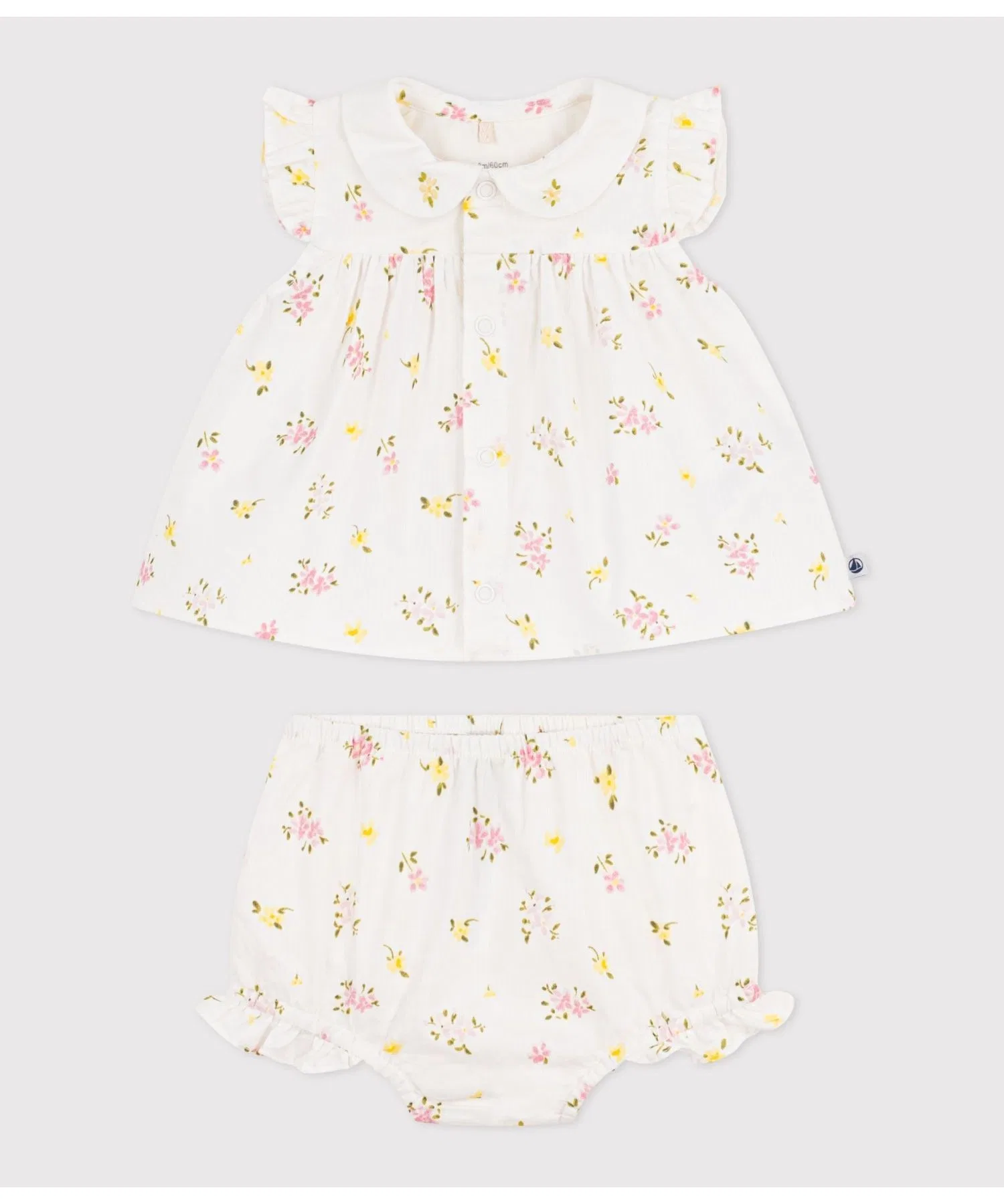 Детский комплект из хлопка с цветочным принтом PETIT BATEAU белый