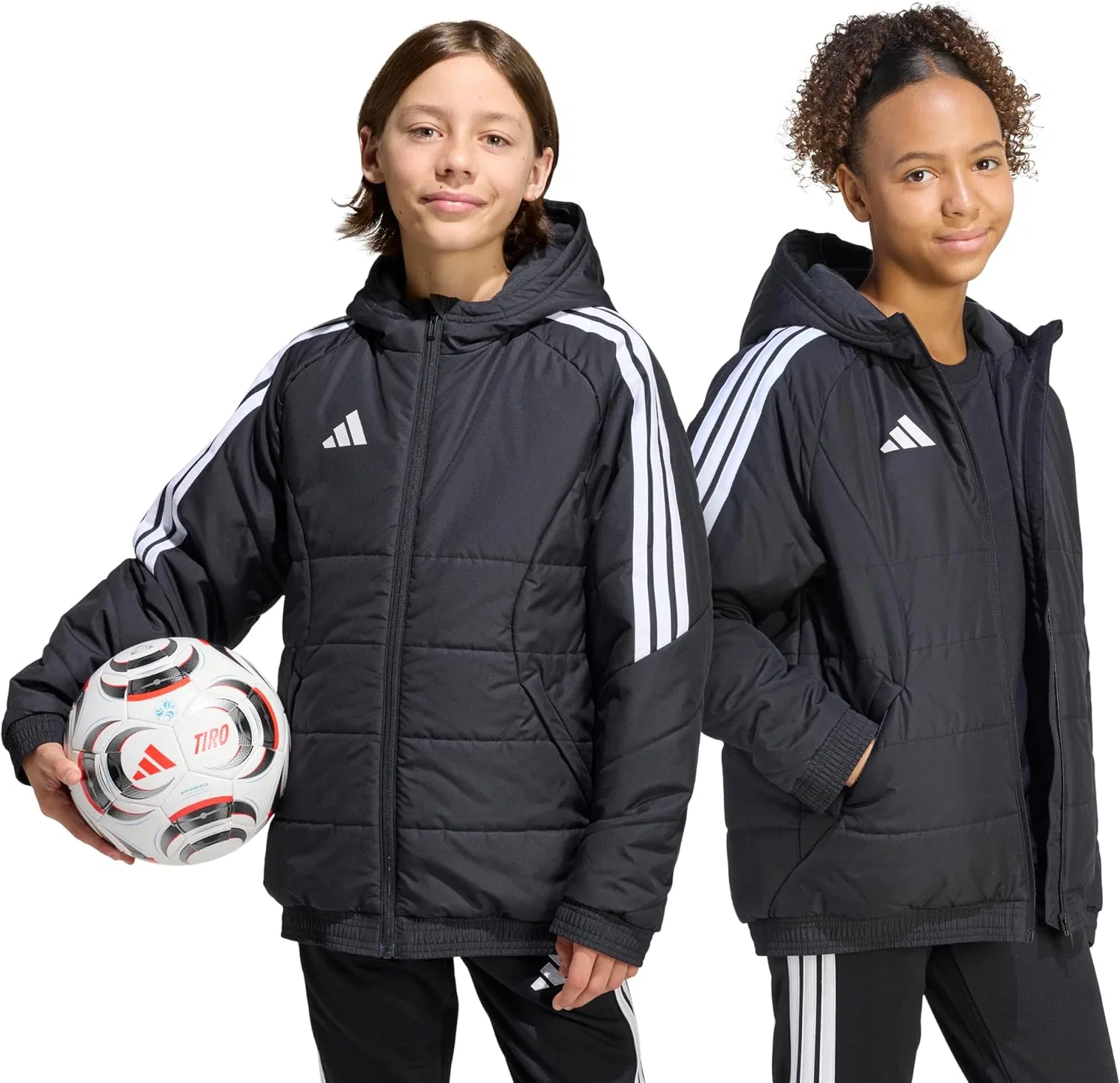 Детская зимняя куртка с утеплителем, водозащитой, Adidas, Black/White — фото 3