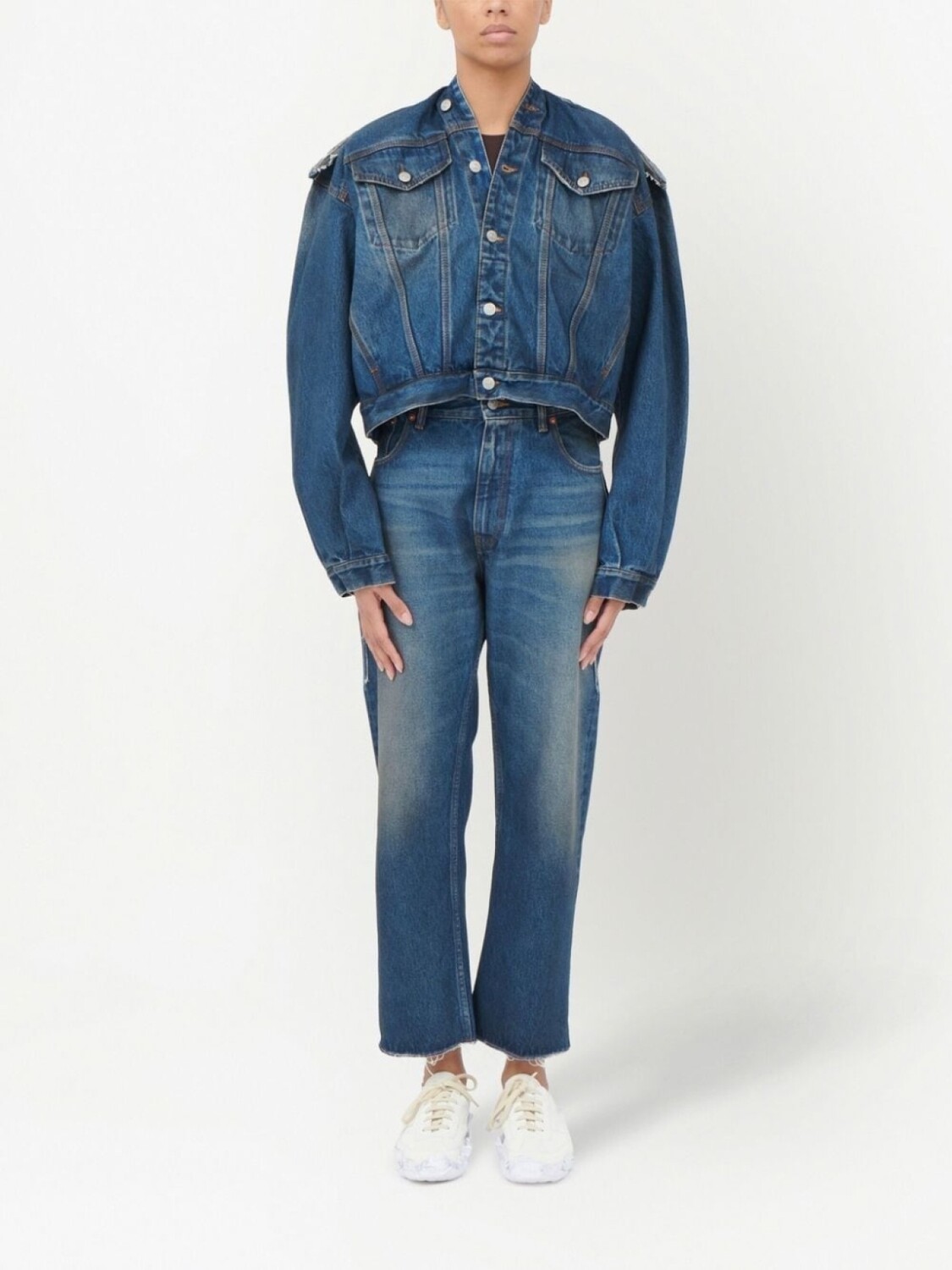 MM6 Maison Margiela джинсовая куртка без воротника, синий — фото 2