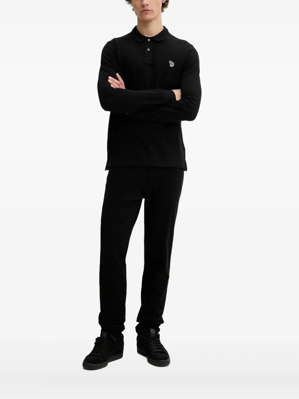 

Рубашка поло с длинными рукавами и логотипом Zebra Ps Paul Smith, черный