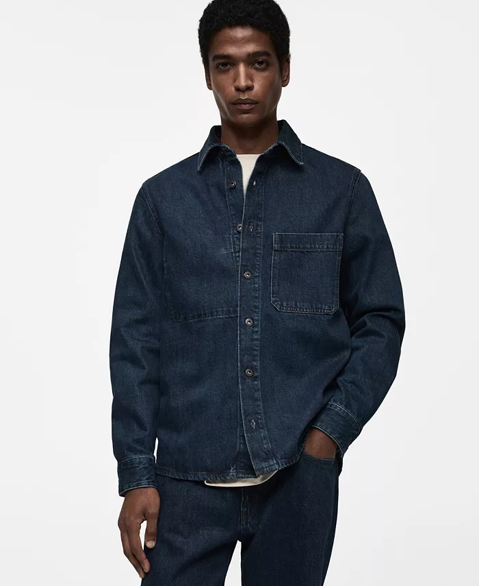 

Мужская джимовая рубашка оверсайз Regular-Fit MANGO, синий