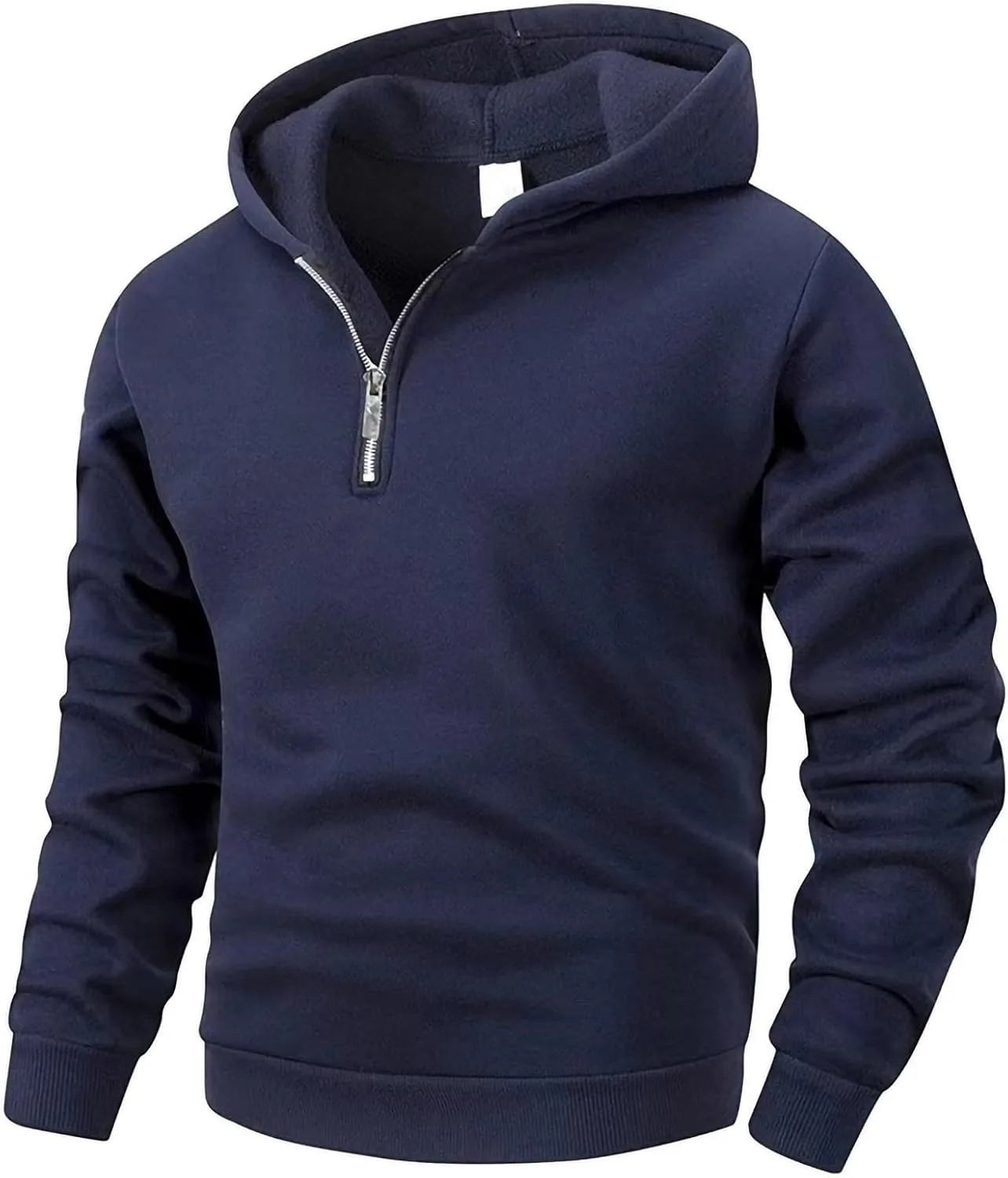 

Мужская флисовая толстовка с четвертью молнии, длинный рукав, свободный крой, легкая и теплая, с карманом