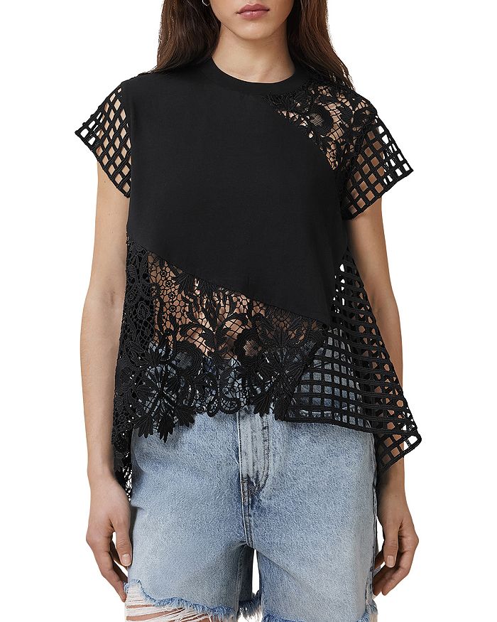 

Топ Zala с кружевной вязкой ALLSAINTS, черный