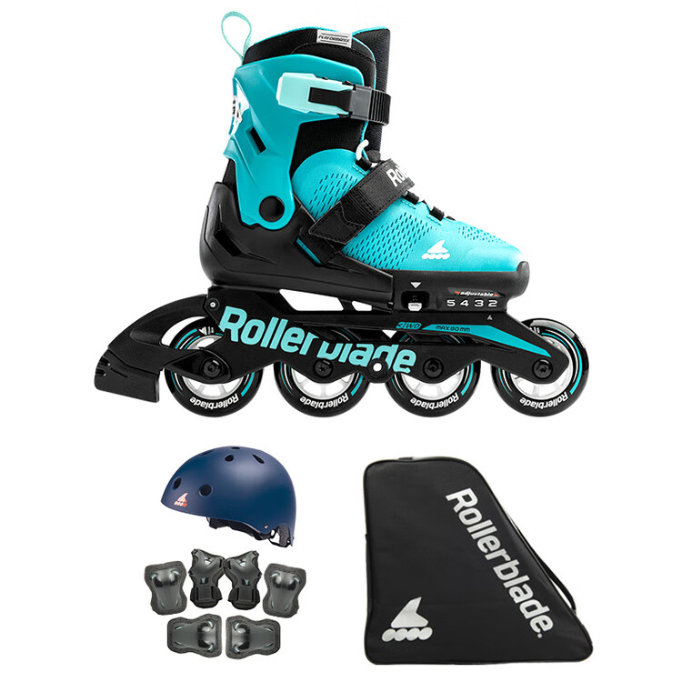 

RollerBlade Детские роликовые коньки с регулируемым размером, Lake Green/black (Premium Set B), размер L (36.5-40.5 см)
