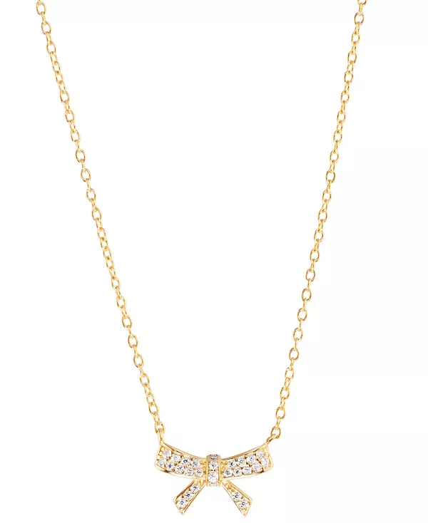 

Ожерелье с подвеской-бантом из кубического циркония, паве из стерлингового серебра, 16 дюймов + 3-дюймовый удлинитель (также доступно из 14-каратного золота поверх стерлингового серебра) Macy'S, gold