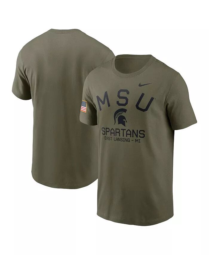 

Мужская футболка Olive Michigan State Spartans 2024 Military Appreciation Performance Nike