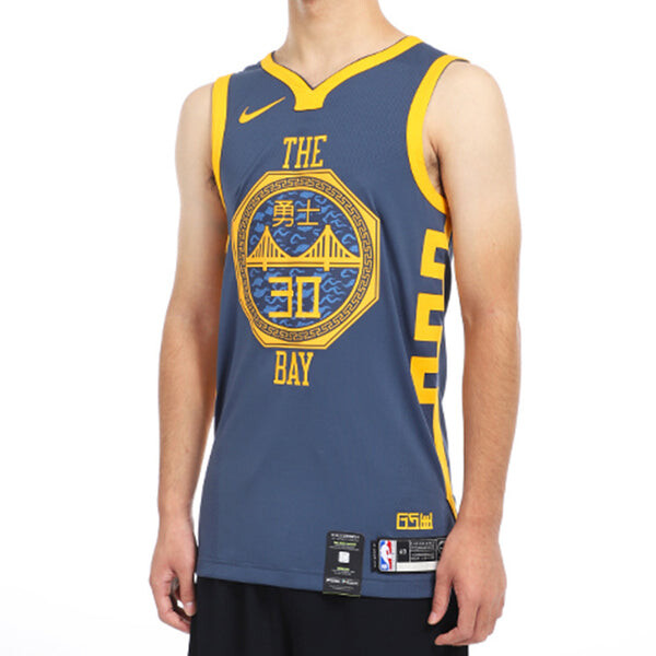 Спортивная футболка nba golden state warriors au player edition jersey blue gray Nike, серый — фото 4