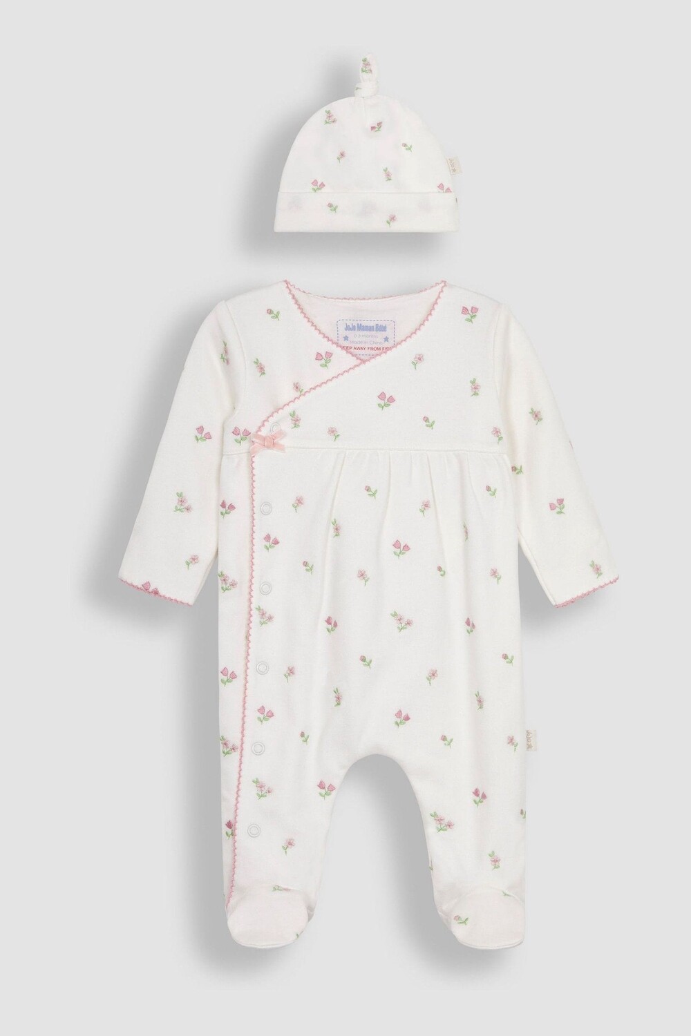 

Комбинезон и шапочка с цветочной вышивкой Jojo Maman Bébé, бежевый