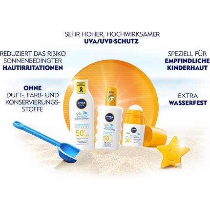 Солнцезащитный лосьон Sun Kids Sensitive Protection & Care Spf 50+, 200 мл, Nivea — фото 2